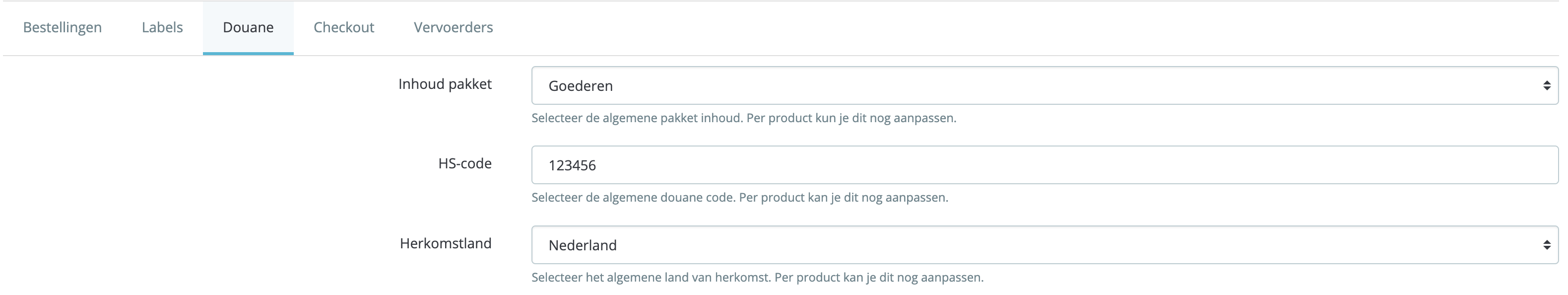 MyParcel PrestaShop plugin douane instellingen