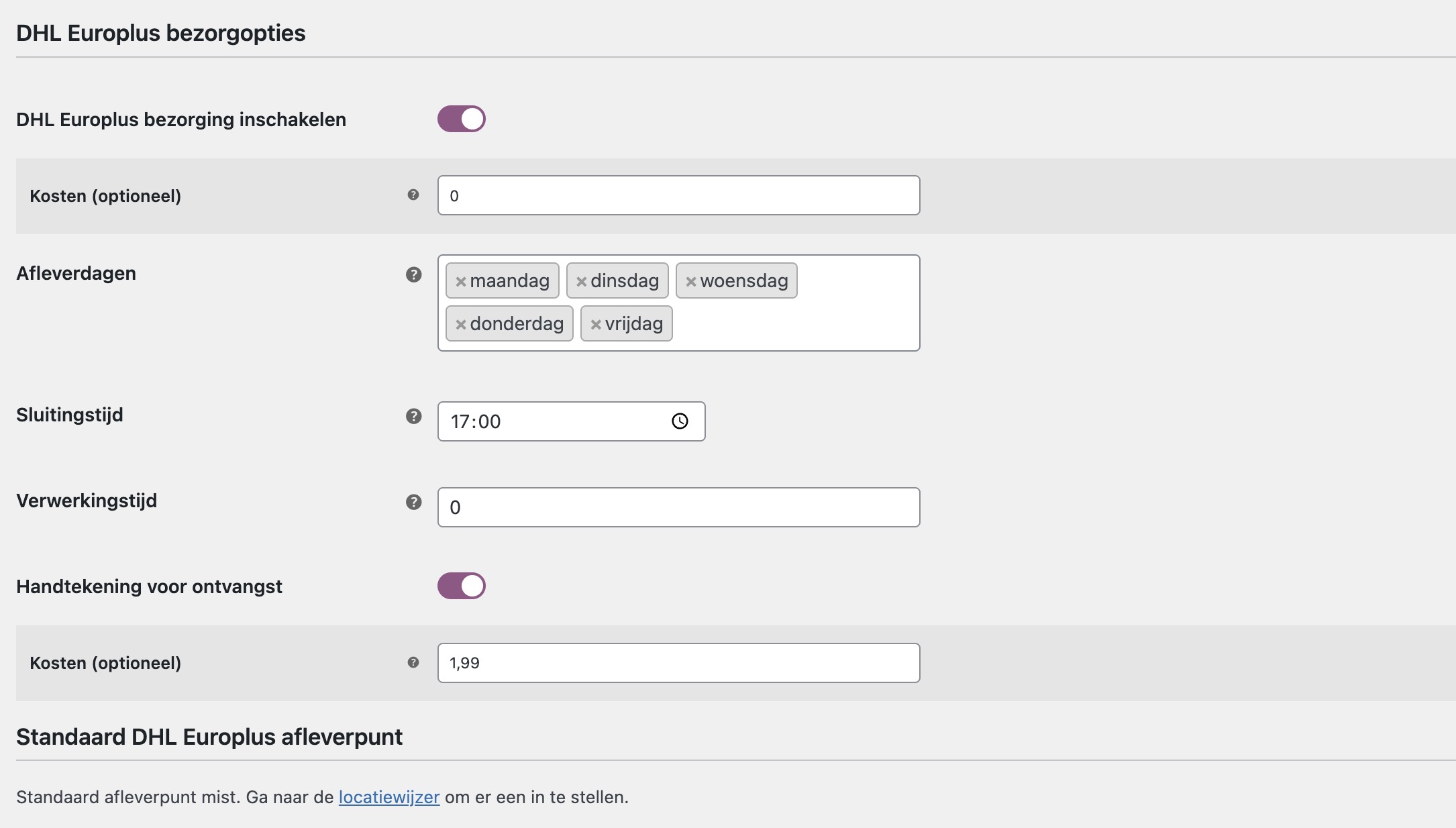 WooCommerce DHL bezorgopties