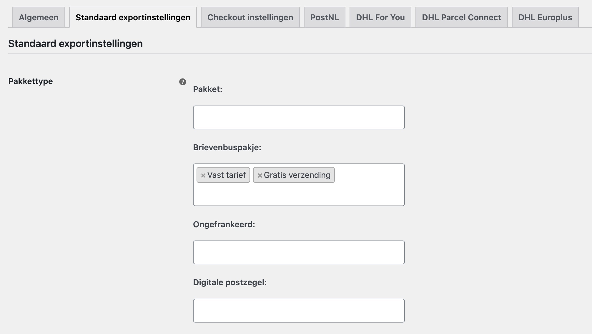 WooCommerce standaard export bbp